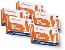 Orange 8 Mil Nitrile Gloves - Heavy Duty Latex Free Diamond Textured