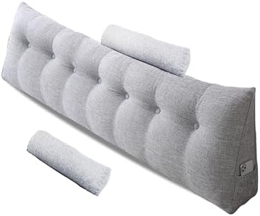 Wellty Care Large Triangular Headboard Pillow with Head Roll and Side Pocket
