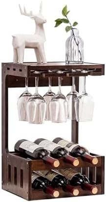 OXOAMP Freestanding Wine Rack with 6 Bottles and Glasses Holder