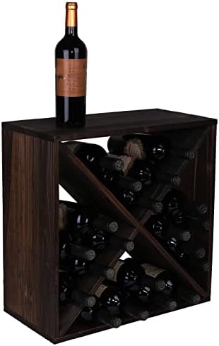 Dark Brown Rustic Wooden 24-Bottle Wine Rack