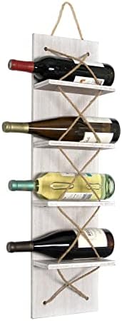 Elegant Designs HG1019-WWH Positano Nautical Rope 4 Bottle Wall Mounted Wine Rack