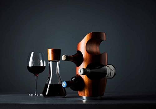 Nambe Vie 4-Bottle Wine Rack Acacia Wood Alloy Base