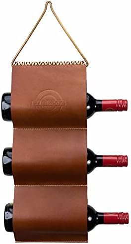 WALBROOK 3 Bottle Wall Wine Rack - Space Saving Leather Design