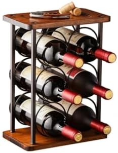Aeumruch Bronze Wine Rack Holds 6 Bottles and 2 Glasses
