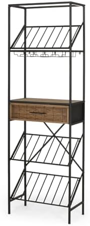 BGTR Freestanding Wine Rack with Storage and Glass Holder