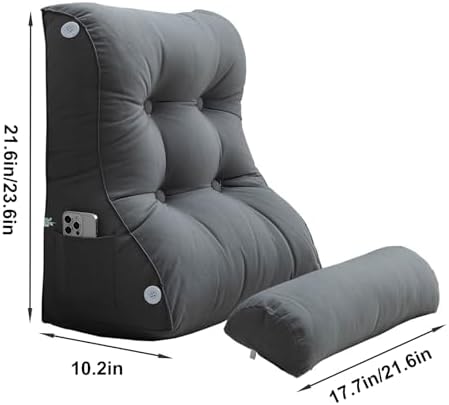 Back Support Pillow for Bed Reading with Adjustable Lumbar Pad