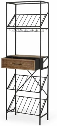BGTR Freestanding Wine Rack with Storage and Glass Holder