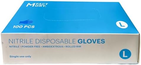 A-Trend Deals Nitrile Disposable Gloves Large Blue