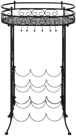 Aisifx 9-Bottle Wine Rack with Glass Holder and Hooks