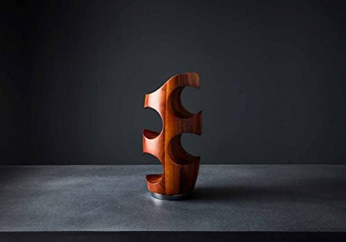 Nambe Vie 4-Bottle Wine Rack Acacia Wood Alloy Base