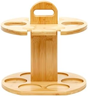 RoyalHouse Bamboo Wine Rack Holds 2 Bottles 4 Glasses