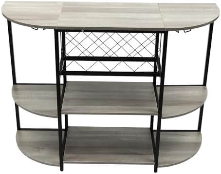 3 Tier Wine Rack Table Industrial Style Grey