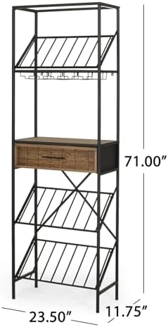 BGTR Freestanding Wine Rack with Storage and Glass Holder