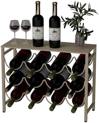 JINGWAYS 12 Bottle Waved Wine Rack with Steel Tray