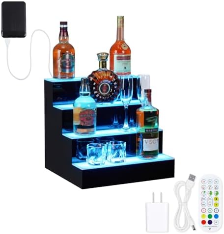 GarveeTech LED Lighted Liquor Bottle Display Shelf