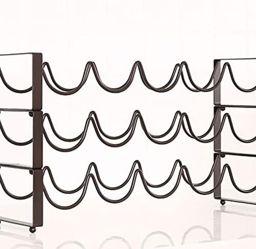 GANYKQ Stackable Wine Rack Freestanding Metal Bottle Storage Shelf