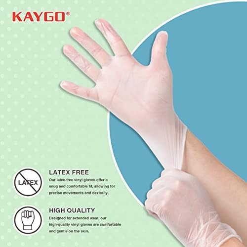 KAYGO Disposable Vinyl Gloves 3 Mil Clear Powder Free Latex Free