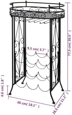 Aisifx 9-Bottle Wine Rack with Glass Holder and Hooks