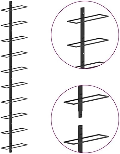 THOYTOUI 10-Bottle Wall-Mounted Wine Rack Black Metal