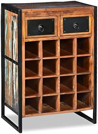 Wooden Wine Rack with 2 Drawers for 16 Bottles 1