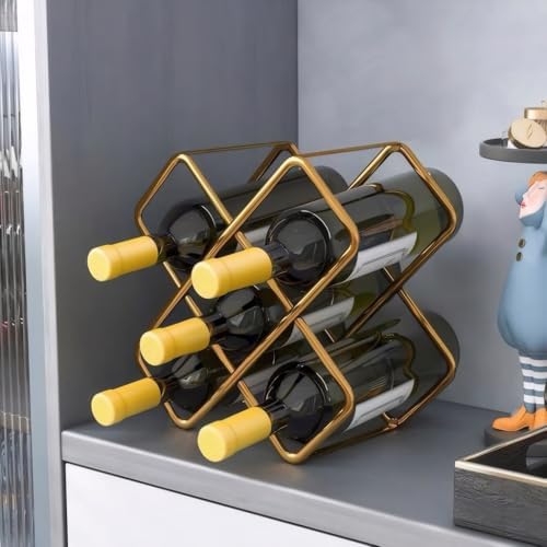 Contemporary Tabletop Wine Rack with Diamond Design