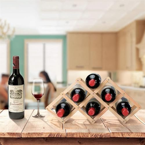 Wine Rack for 6 Bottles - Wood Natural 44cm
