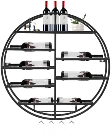 FOGGBET 4 Tier Metal Wine Rack with Glass Track