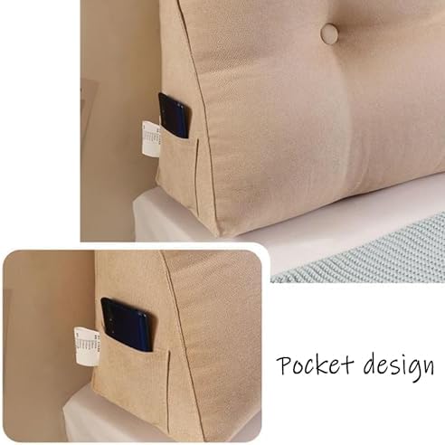 HACSYP Headboard Pillow - Triangular Wedge Cushion Black 200x50x20cm