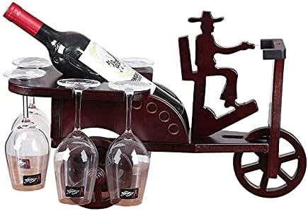 AITIAN European-Style Wooden Wine Rack with 6 Glasses 1 Bottle