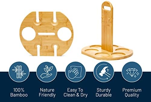RoyalHouse Bamboo Wine Rack Holds 2 Bottles 4 Glasses