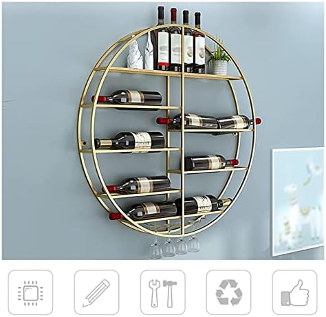 ALDEPO Gold Round Wine Rack Wall Mount 60cm
