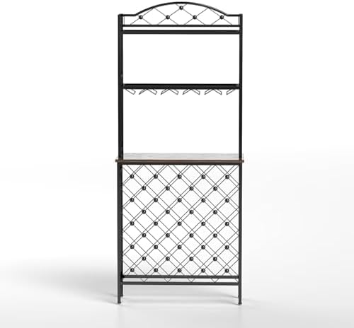 20-Bottle Floor Wine Rack with Glass Holder and Shelves