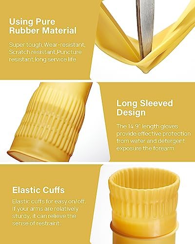 FCTTD Reusable Rubber Dishwashing Gloves 3 or 6 Pairs 1