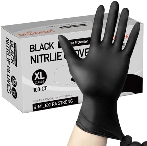 BioOcean Disposable Nitrile Gloves 4-mil Black