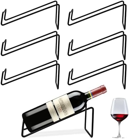 6Pcs Single Wine Bottle Rack Holder Set Black