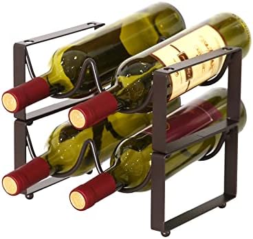 GANYKQ Stackable Wine Rack Freestanding Metal Bottle Storage Shelf
