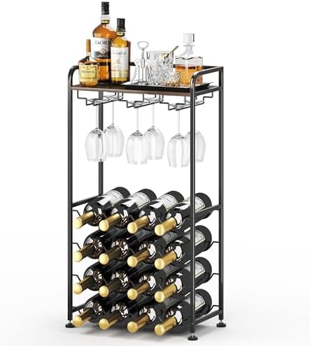 Freestanding Wine Rack with 16 Bottles Capacity
