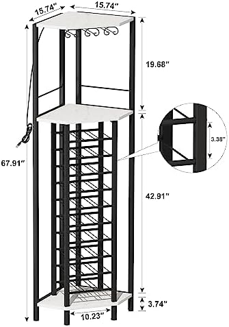 Homeiju Corner Wine Rack with Glass Holder and LED Light