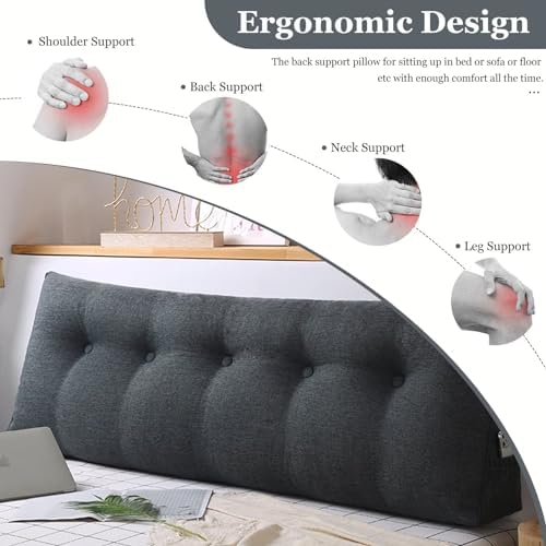 VClife Wedge Headboard Pillow Dark Grey