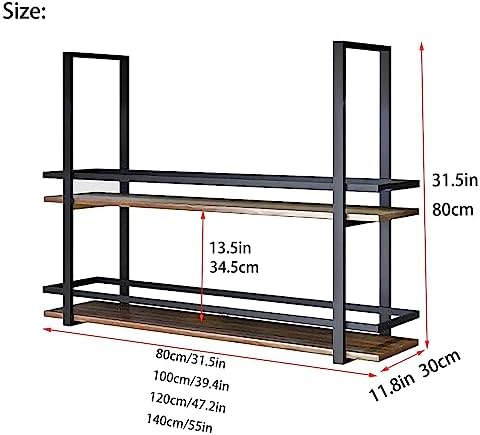 ZJDYDY Industrial 2-Tier Wall Wine Rack - Black 140x30x80cm