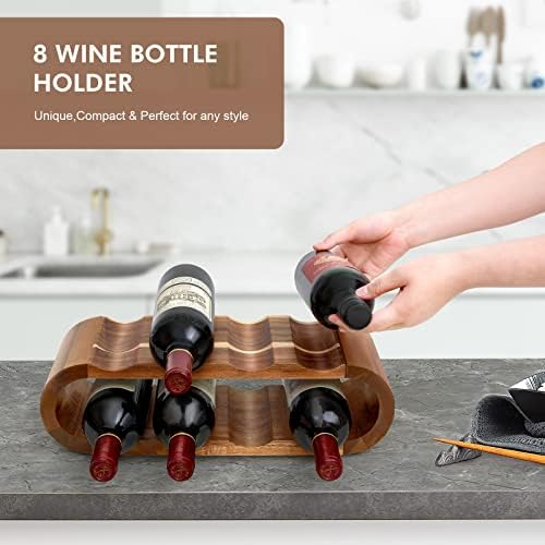 FekCits 8-Bottle Acacia Wood Wine Rack Freestanding No Assembly Needed
