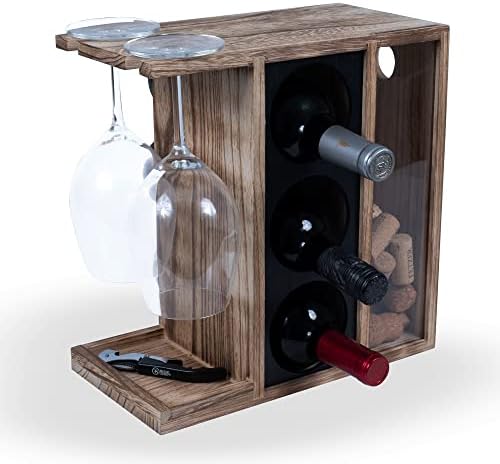 Rustic State Burnt Brown Wine Rack for 3 Bottles