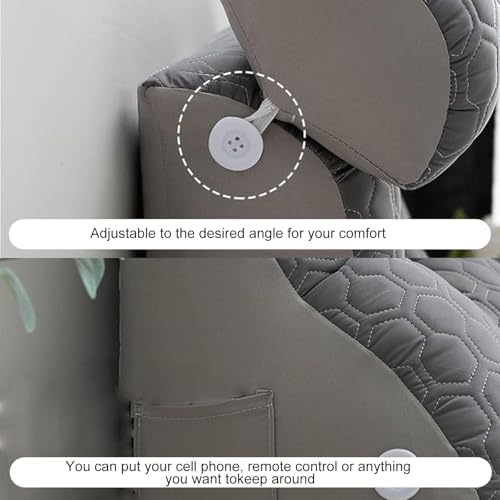 Adjustable Reading Pillow with Storage Pocket and Cooling Cover