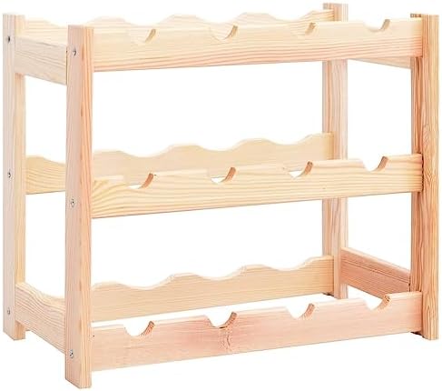 vidaXL Pinewood Wine Rack - 12 Bottle Storage