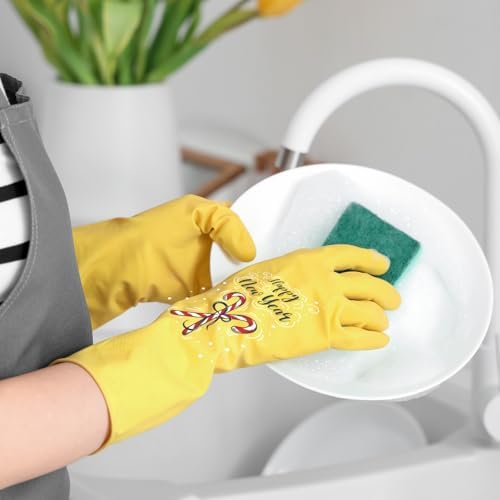Royipai 4 Pairs Waterproof Kitchen Cleaning Gloves with Cute Patterns