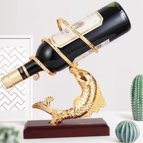 GIZNXBA Modern Gold Metal Wine Rack with Wooden Base