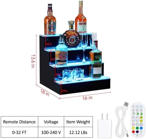 GarveeTech LED Lighted Liquor Bottle Display Shelf