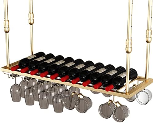 Adjustable Metal Wine Glass Holder with Bottle Rack