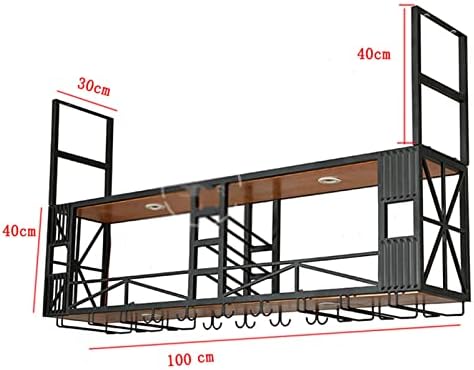 LYLFF Ceiling Wine Rack with Dual Layer Storage