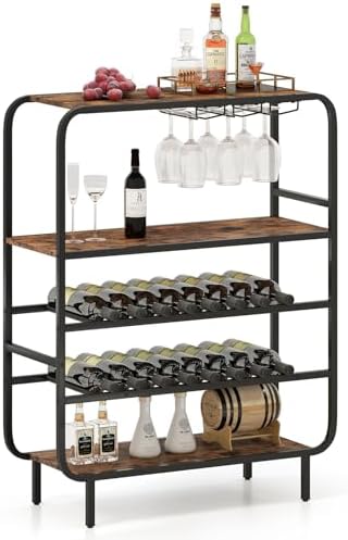Giantex 5-Tier Freestanding Wine Rack with 12-Glass Holders